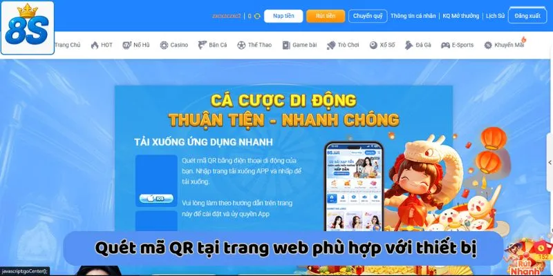 Quét mã QR tại trang web phù hợp với thiết bị